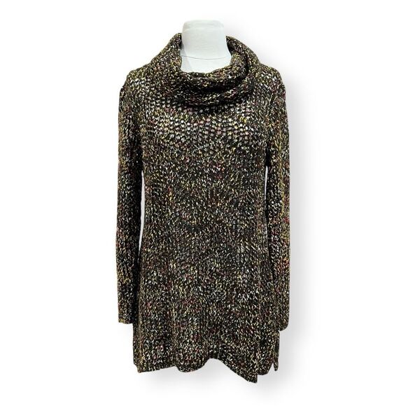 Ethyl Colorful Open Knit Cowl Neck Tunic Size Medium - Picture 1 of 11